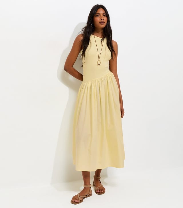 New Look Women's Light Yellow Asymmetric Waist Sleeveless Midi Dress New Look - 3