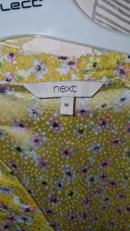 Next NEXT yellow ditsy floral Long sleeve dress size 16