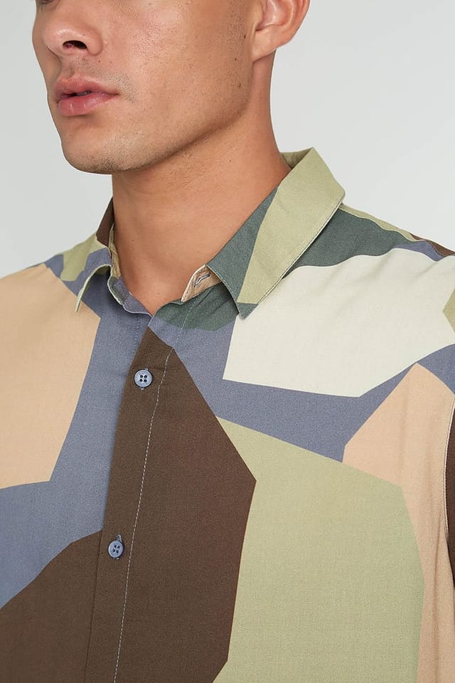Native Youth Native Youth Men's Short Sleeve Lightweight Abstract Relaxed Shirt in Blue - 3