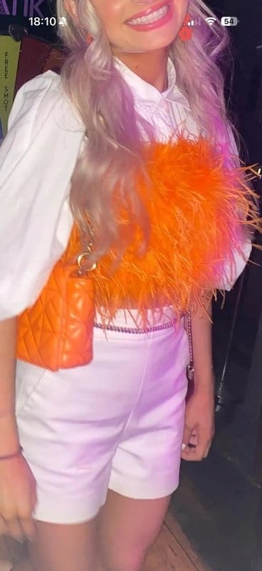 Club L London Orange Feather Crop Top