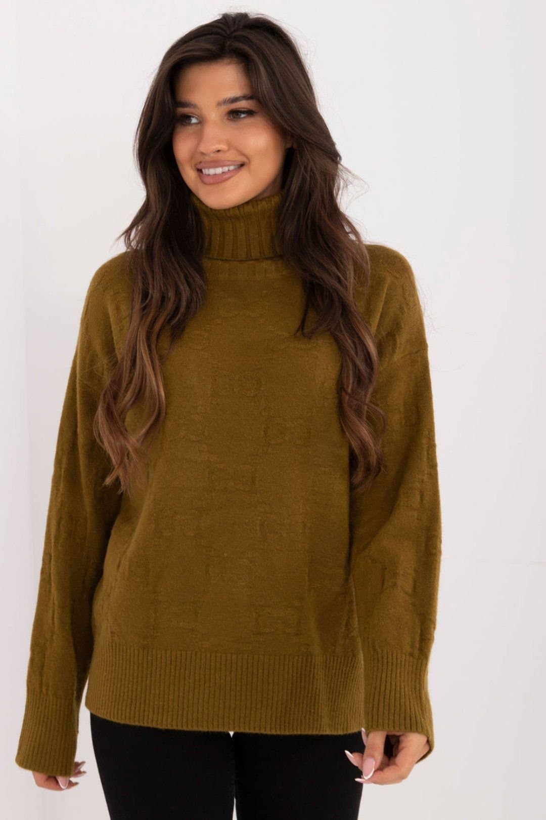 Love Lace Love Lace Women's Everyday Textured Turtleneck Sweater in Green