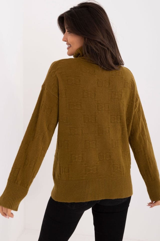 Love Lace Love Lace Women's Everyday Textured Turtleneck Sweater in Green - 3