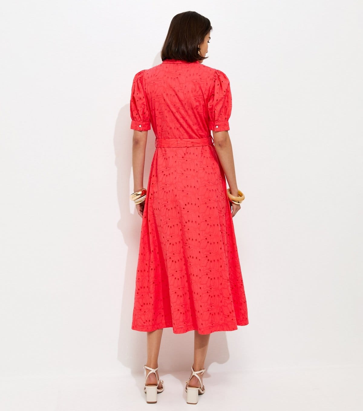 New Look Women's Coral Broderie Shirt Midi Dress New Look - 4