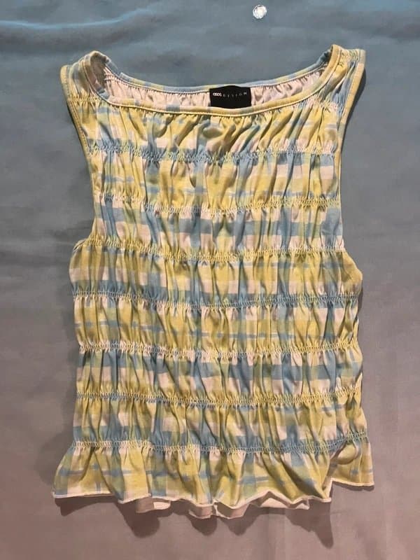 ASOS Design Green and blue ruched top