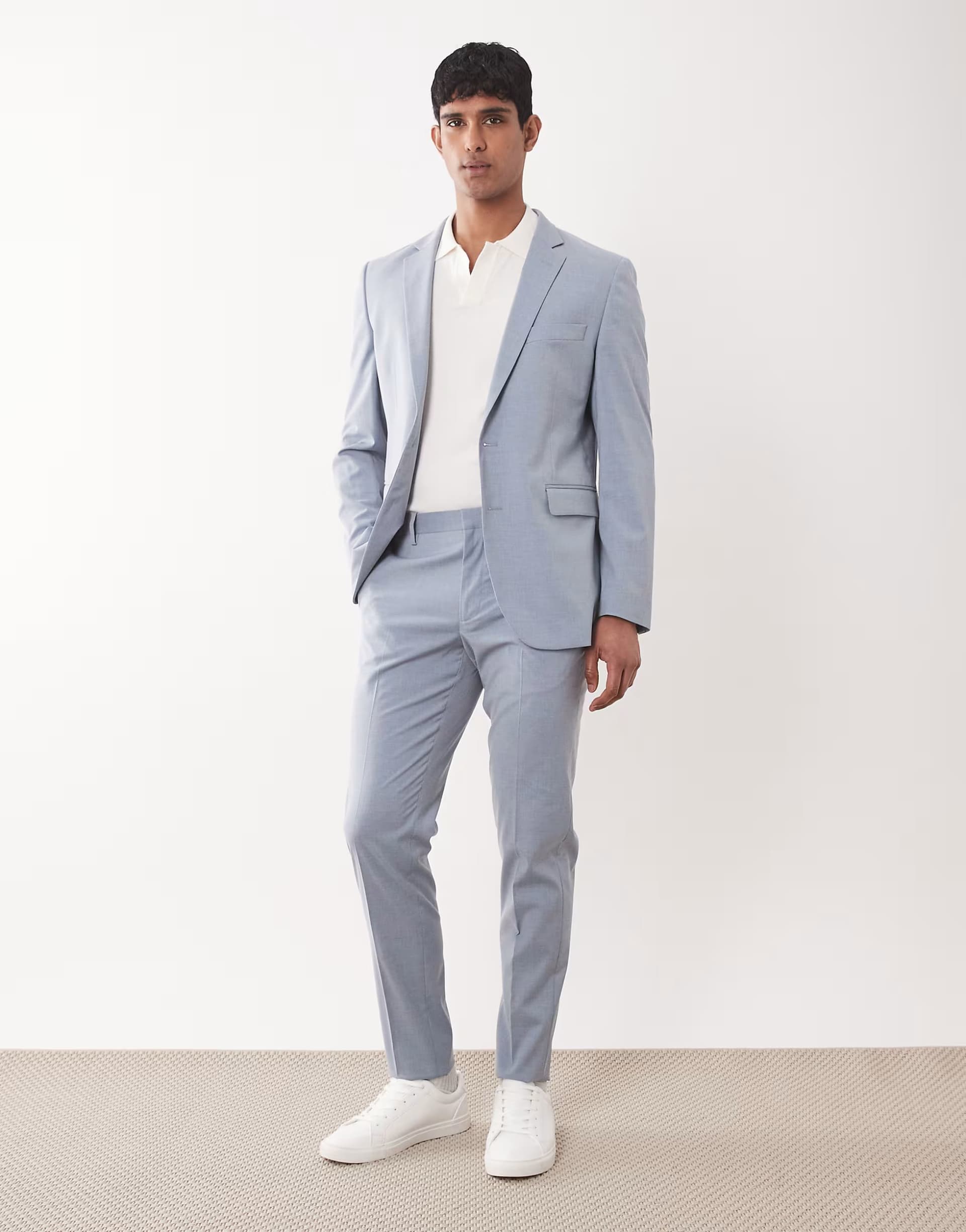 ASOS Mango Paris super slim fit suit co-ord in light blue