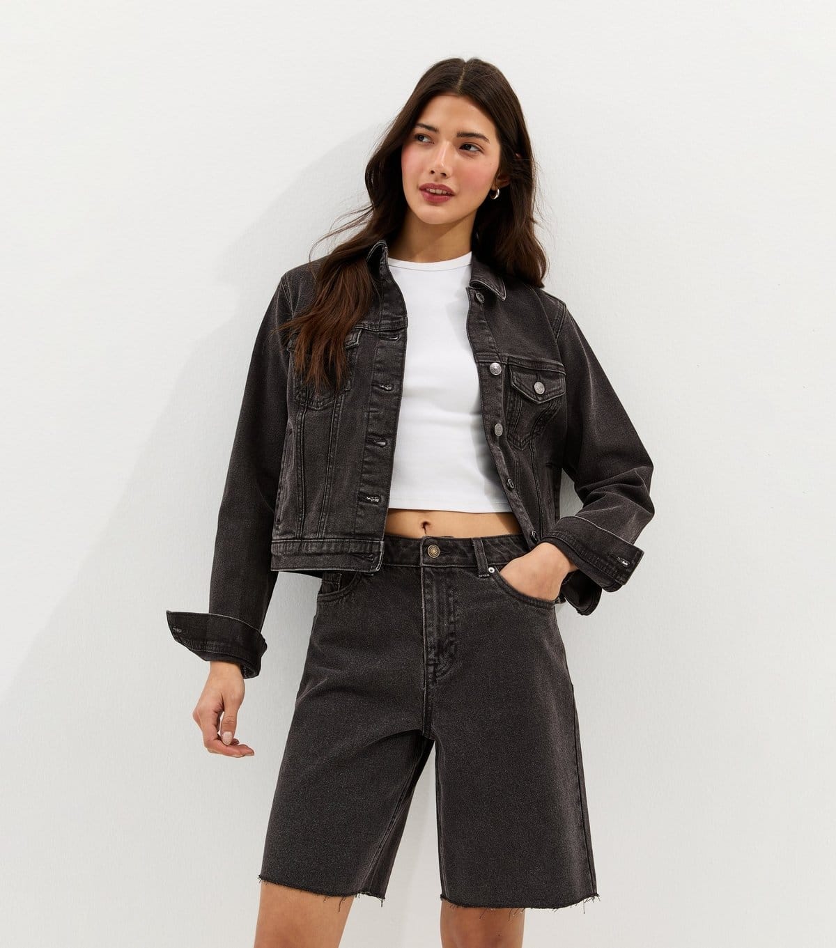 New Look Women's Black Denim Bermuda Shorts New Look - 1