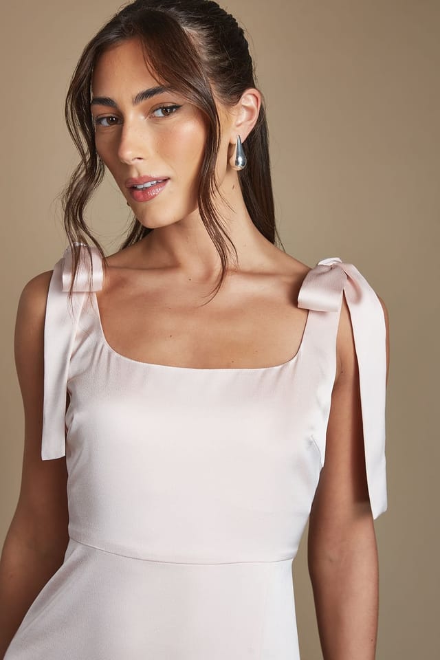Oasis Oasis Women's Blush Satin Tie Shoulder Midi Bridesmaid Dress - 2