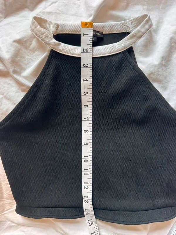 River Island River Island Size 8 Black & White Contrast Halter Neck Crop Top 90s Y2K