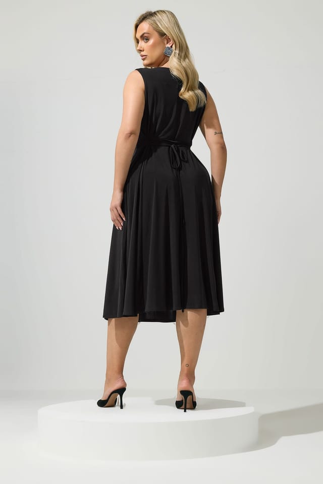 Yours Yours Women's Drape Front Midi Dress in Black - 3