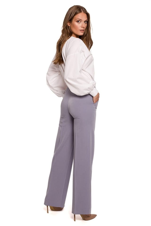 Love Lace Love Lace Women's Elegant Straight Leg Business Trousers in Grey - 2