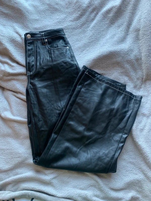 Bershka Bershka Faux Leather wide leg trousers