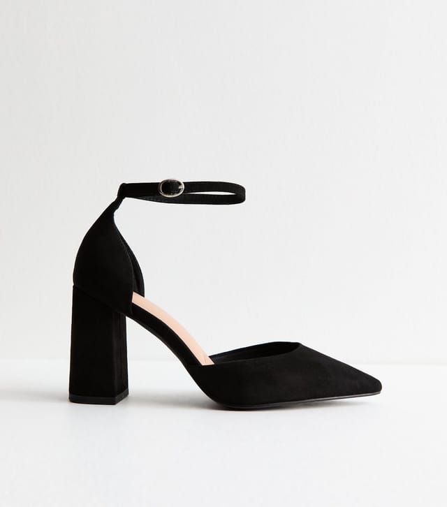 New Look Women's Wide Fit Black Faux Suede Open Court Shoes Vegan New Look - 2