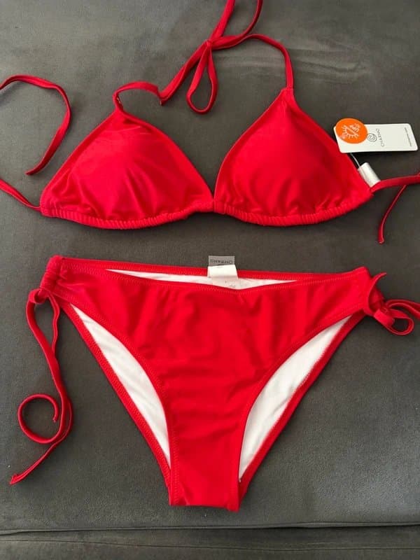 Charmo Charmo Sexy Women Two Piece Triangle Bikini Set Push up Padded Halter Red Large