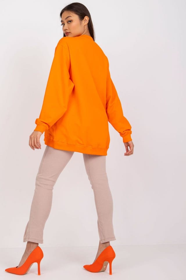 Love Lace Love Lace Women's Cotton Long Sleeve Sweatshirt with Stand Collar in Orange - 2