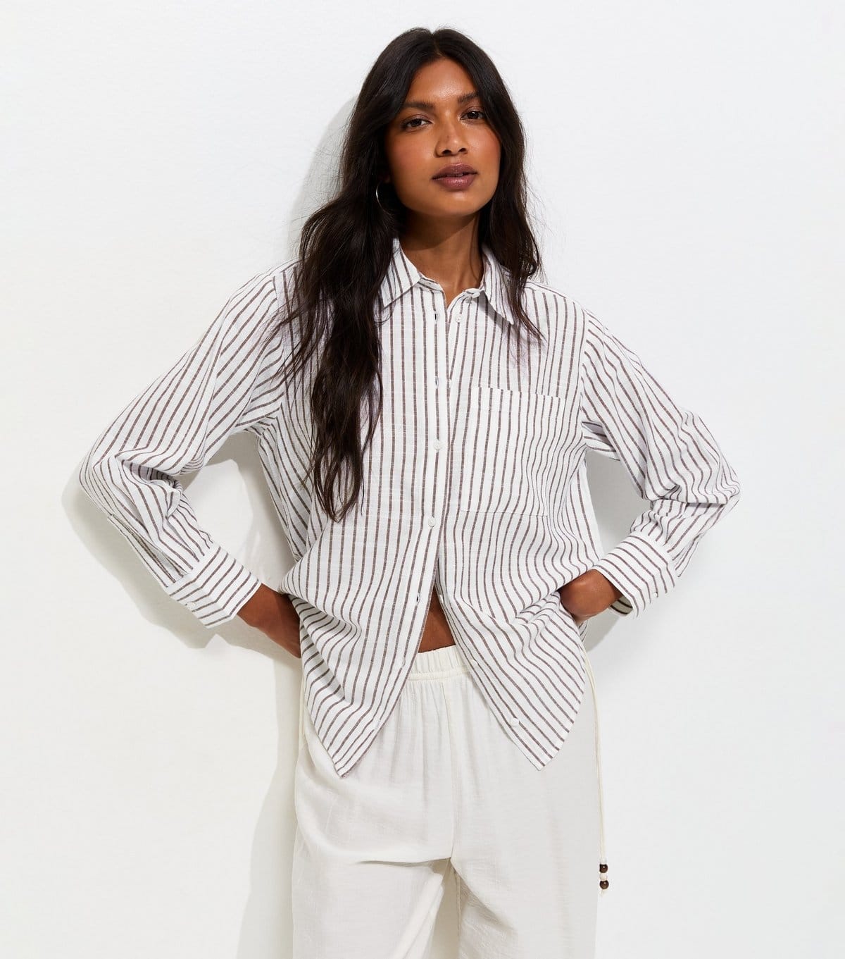 New Look Brown Striped Cotton Shirt