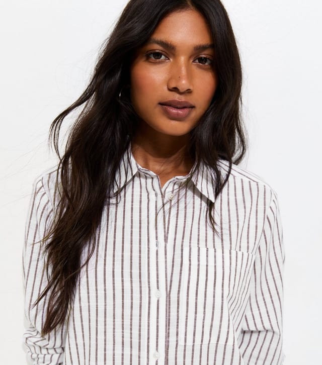 New Look Women's Brown Striped Cotton Shirt New Look - 2