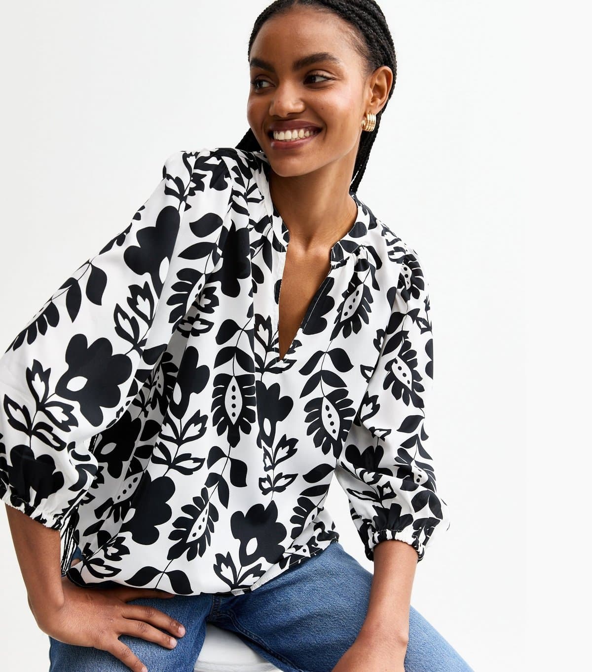 New Look Women's Tall White Floral Print Top New Look