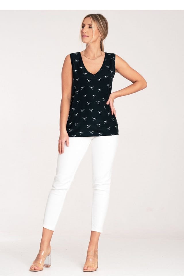 Love Lace Love Lace Women's Thick Shoulder Strap Heart Neck Blouse in Blue - 2