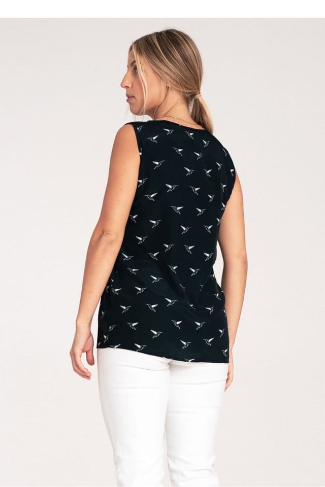 Love Lace Love Lace Women's Thick Shoulder Strap Heart Neck Blouse in Blue - 3