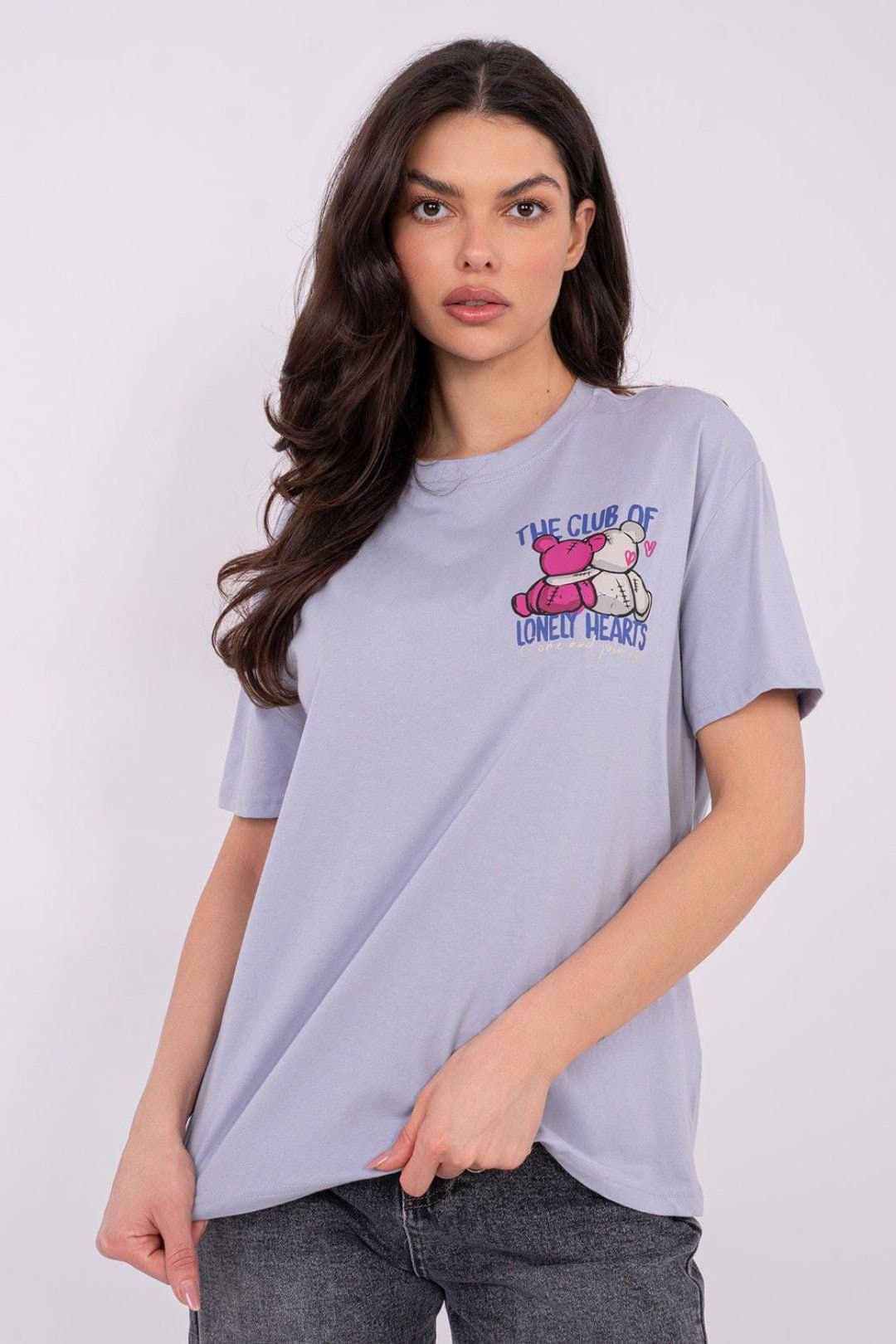 Love Lace Love Lace Women's Soft Cotton Casual T-Shirt With Back Print Style 222933 in Violet