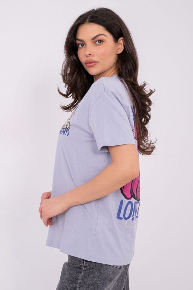 Love Lace Love Lace Women's Soft Cotton Casual T-Shirt With Back Print Style 222933 in Violet - 2