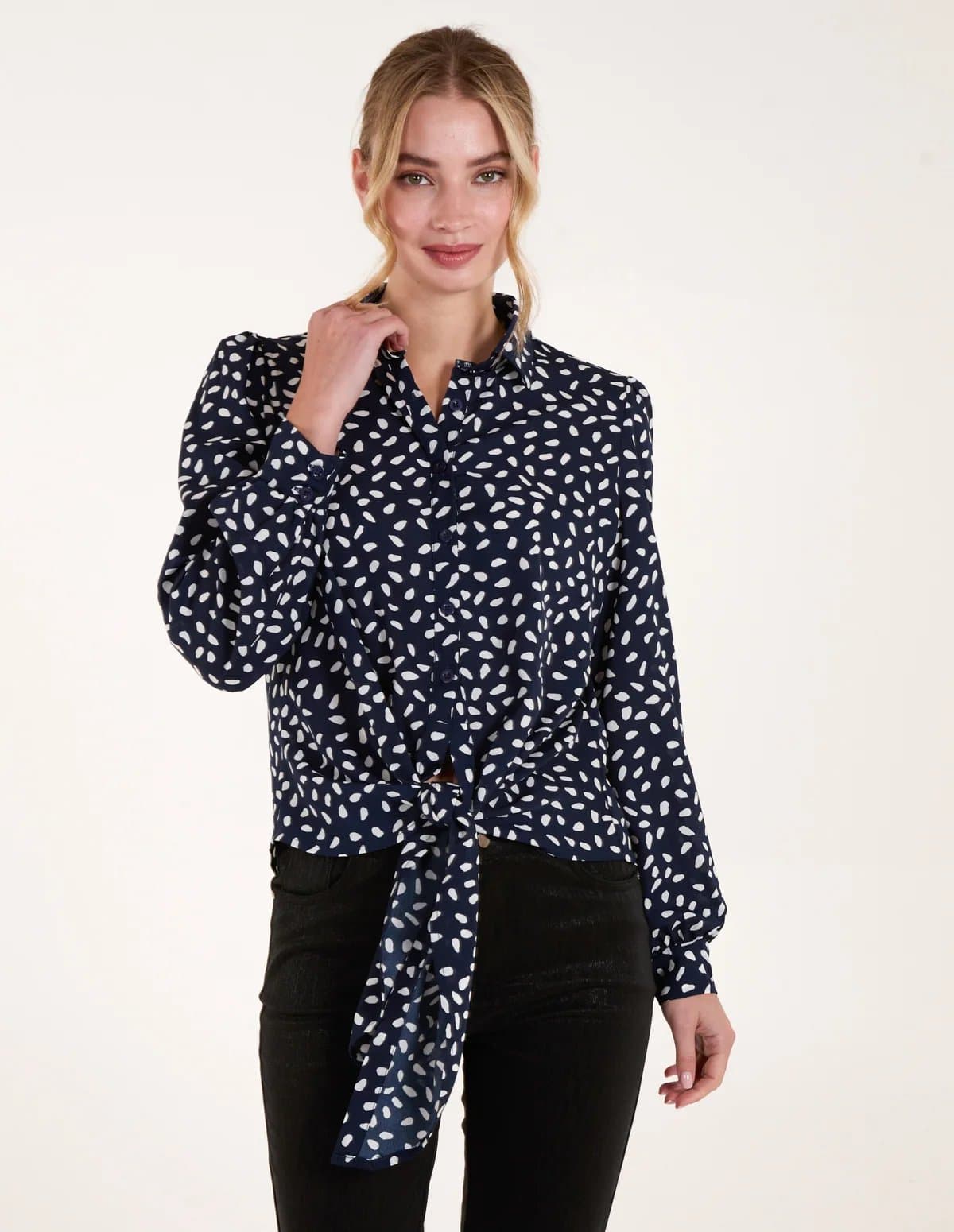 Blue Vanilla Abstract Polka Dot Oversized Shirt