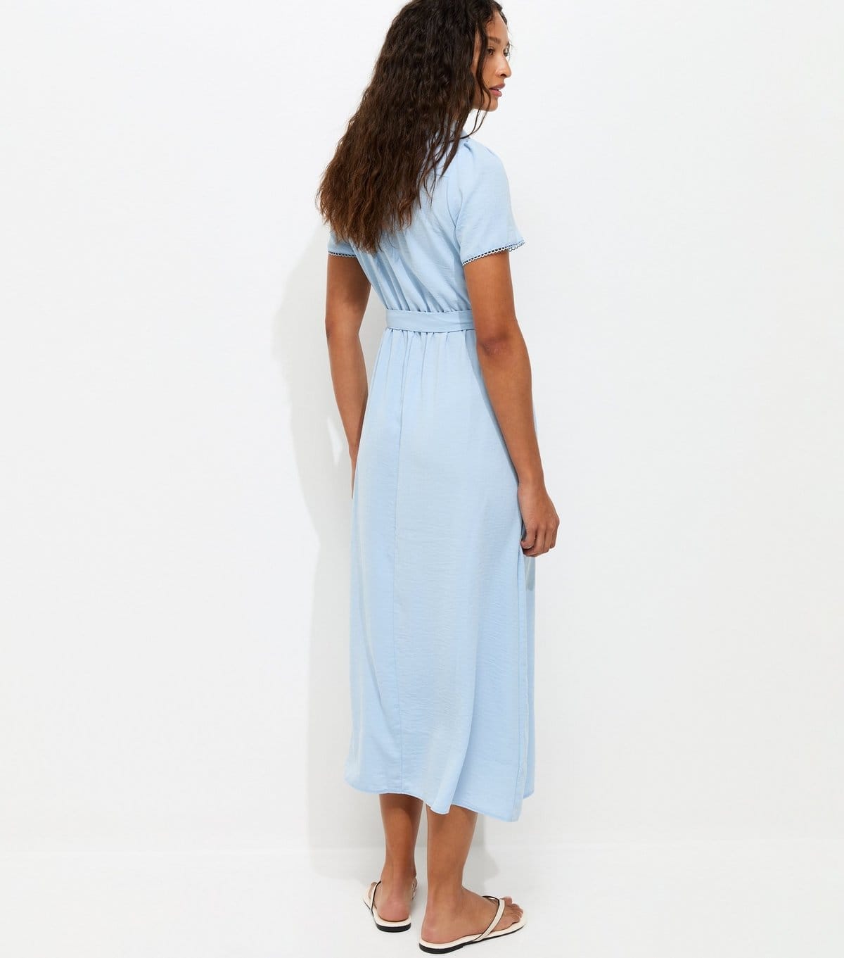 New Look Women's Light Blue Frill Trim Short Sleeve Shirt Midi Dress New Look - 4