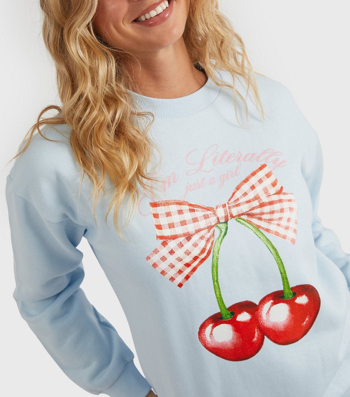 Custard Women's Clothing Blue Cherry Print Logo Sweatshirt Custard New Look - 4