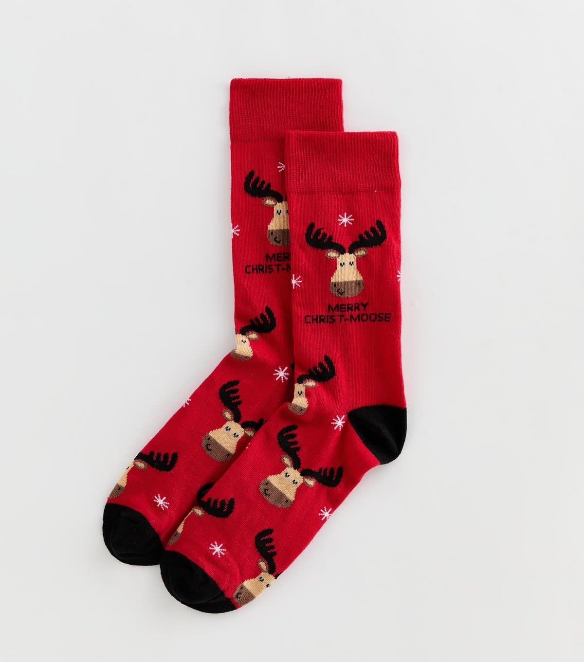 New Look Men's Mens Bright Red Merry Christ Moose Socks New Look