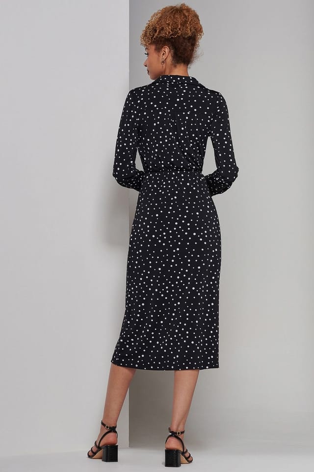 Jolie Moi Jolie Moi Women's Becca Long Sleeve Jersey Shirt Dress in Black - 2