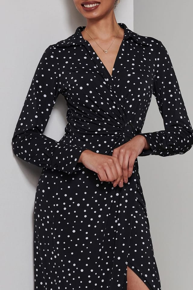 Jolie Moi Jolie Moi Women's Becca Long Sleeve Jersey Shirt Dress in Black - 3