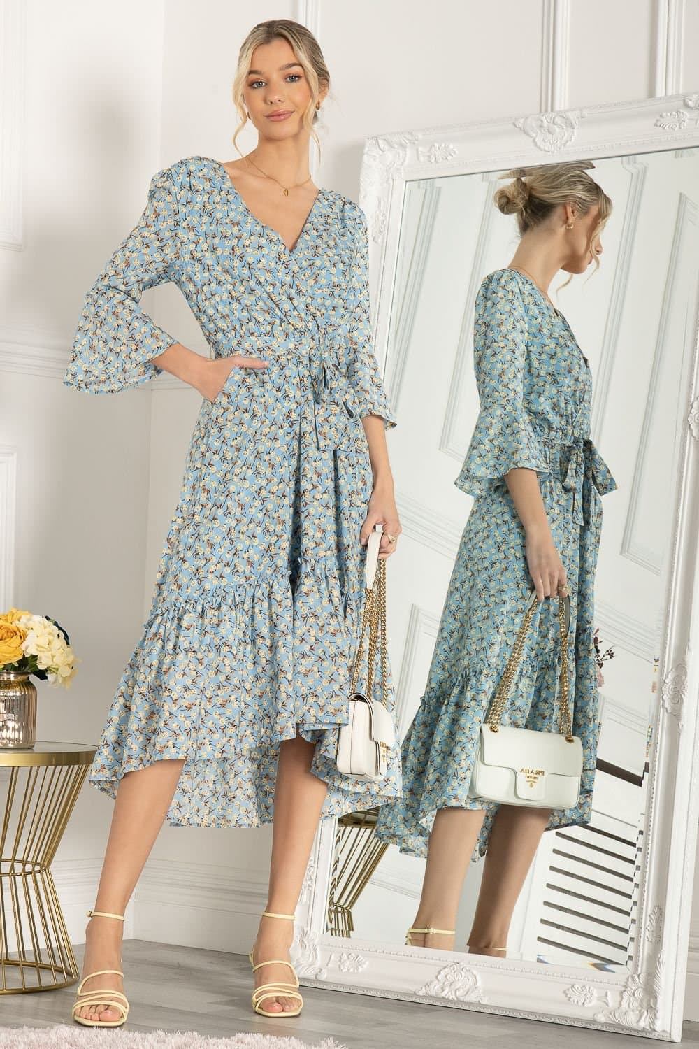 Jolie Moi Jolie Moi Women's Geelan Tiered Hem Maxi Dress in Blue