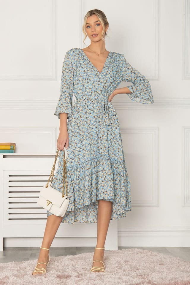 Jolie Moi Jolie Moi Women's Geelan Tiered Hem Maxi Dress in Blue - 3