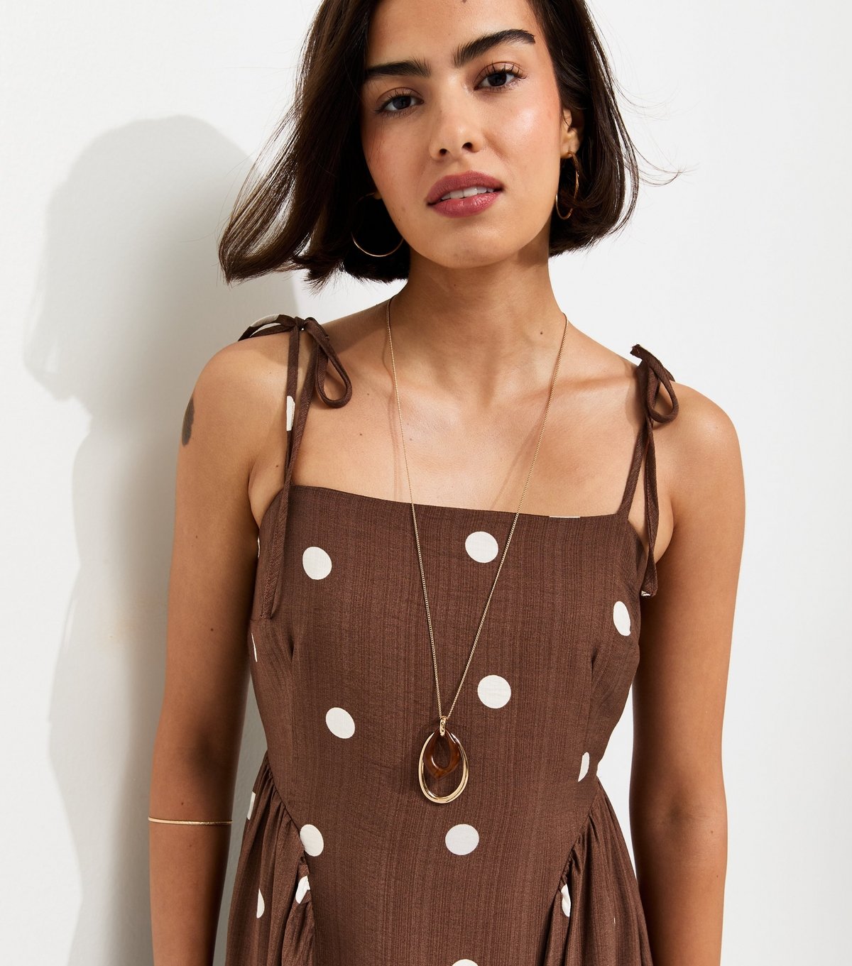 New Look Women's Brown Spot Print Cami Godet Midi Dress New Look - 2