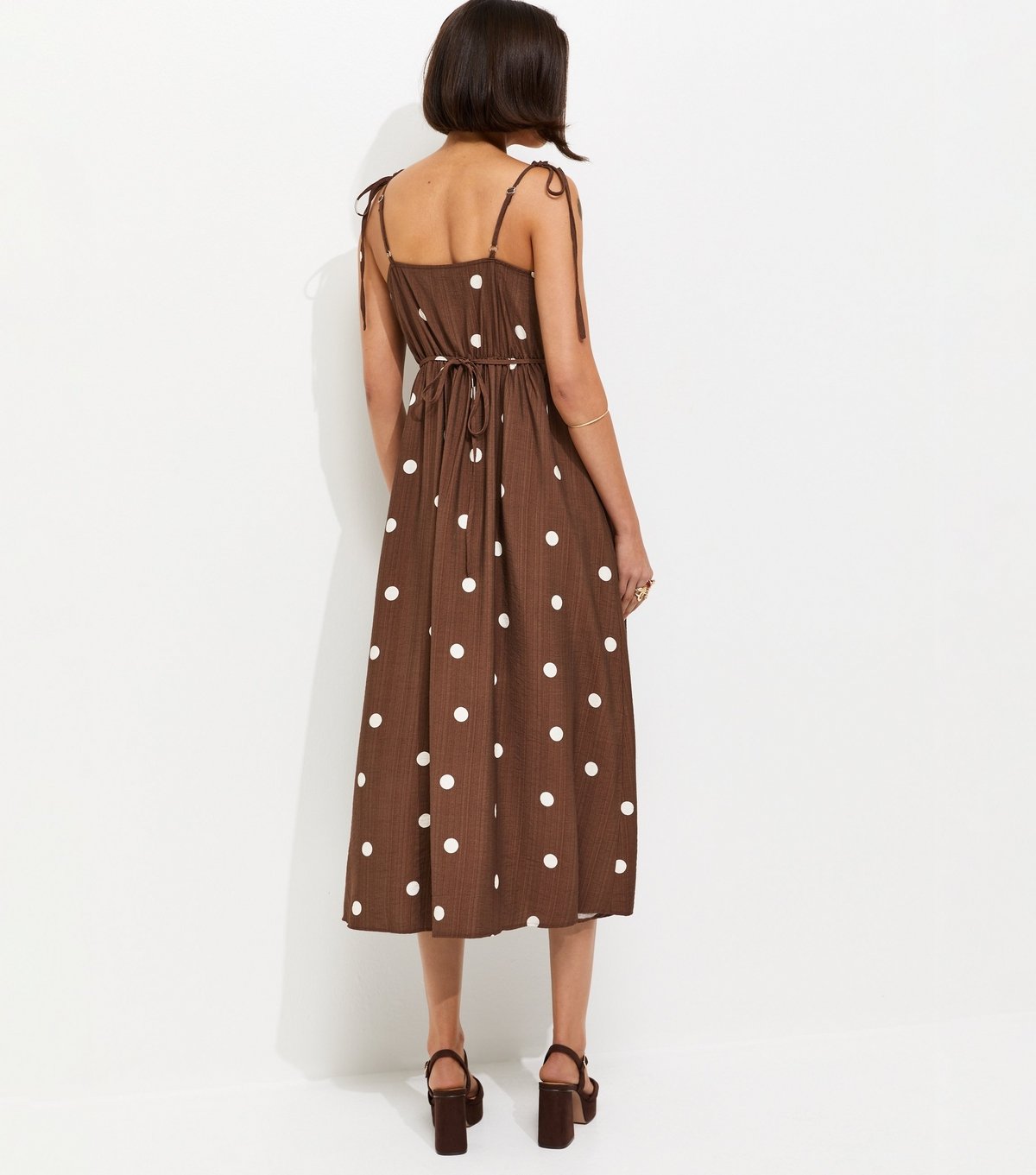 New Look Women's Brown Spot Print Cami Godet Midi Dress New Look - 4