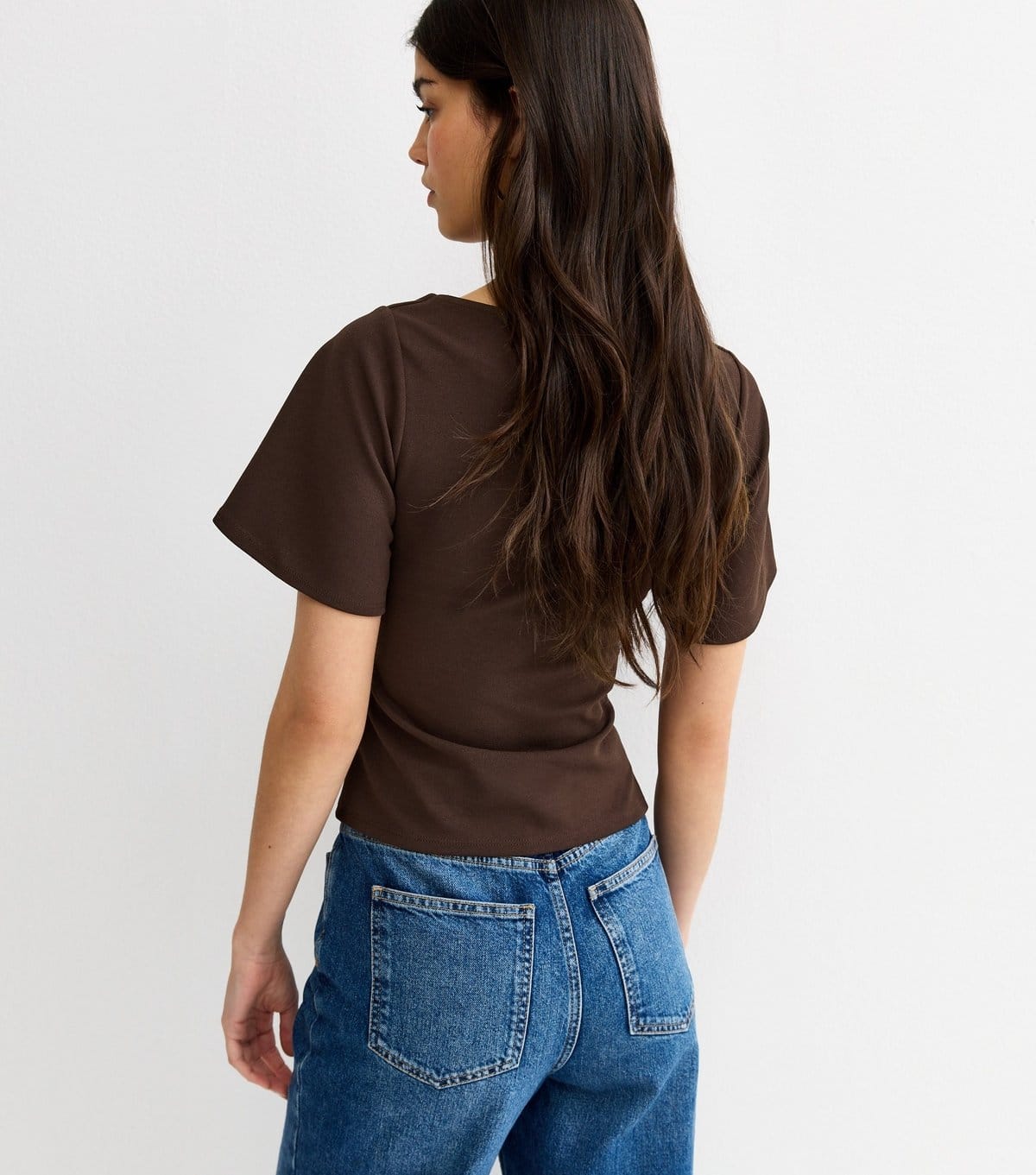 New Look Women's Dark Brown Gathered Waist Corset T-Shirt New Look - 4