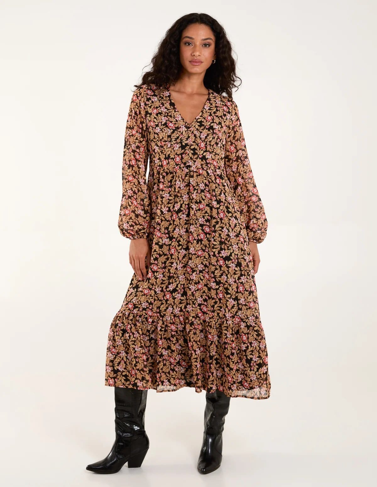 Floral Button Through Midi Dress