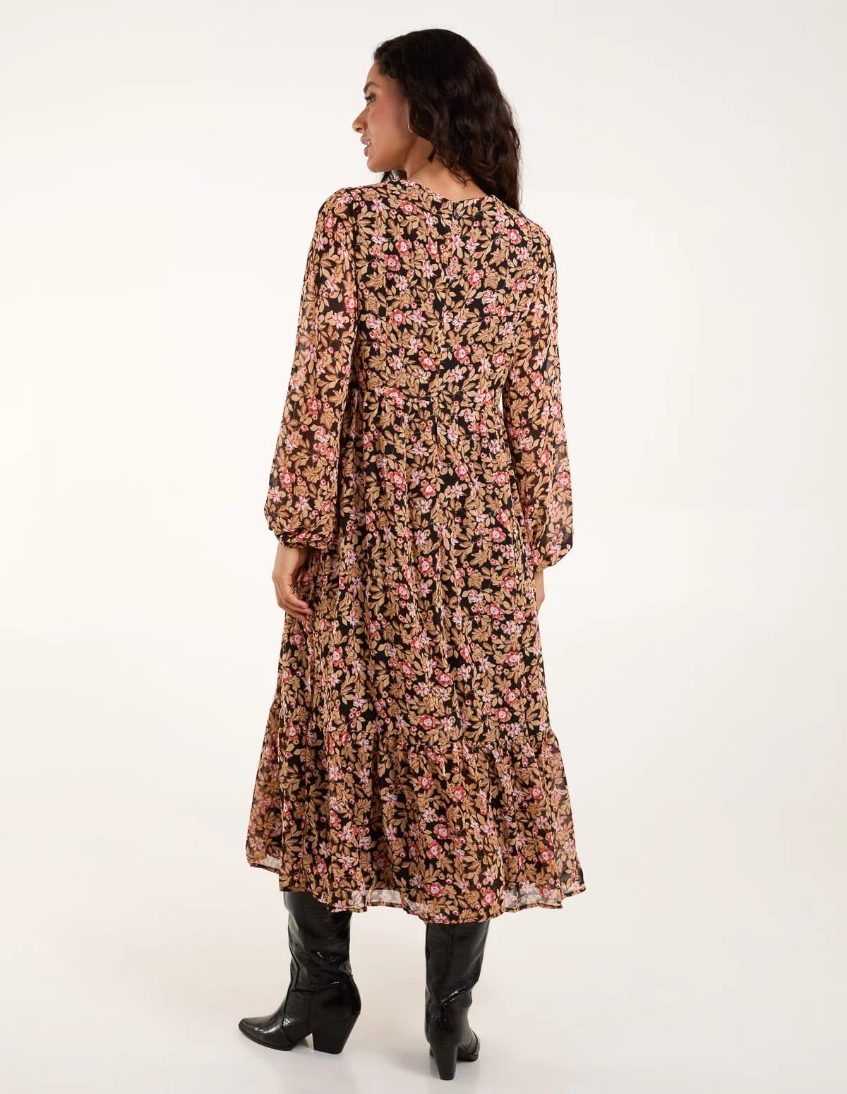 Blue Vanilla Floral Button Through Midi Dress - 4