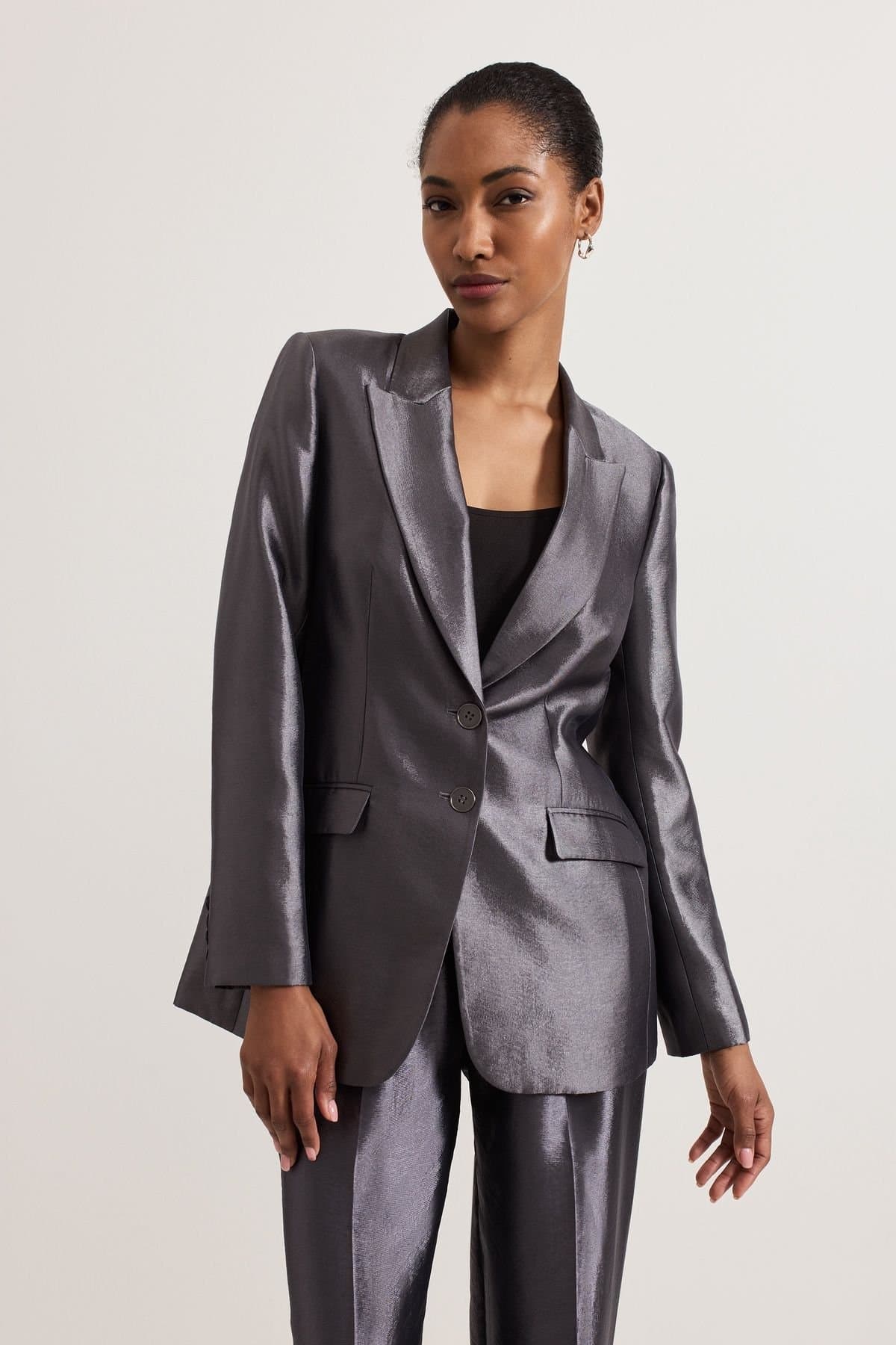 Phase Eight Phase Eight Dark Grey Satin Suit Jacket