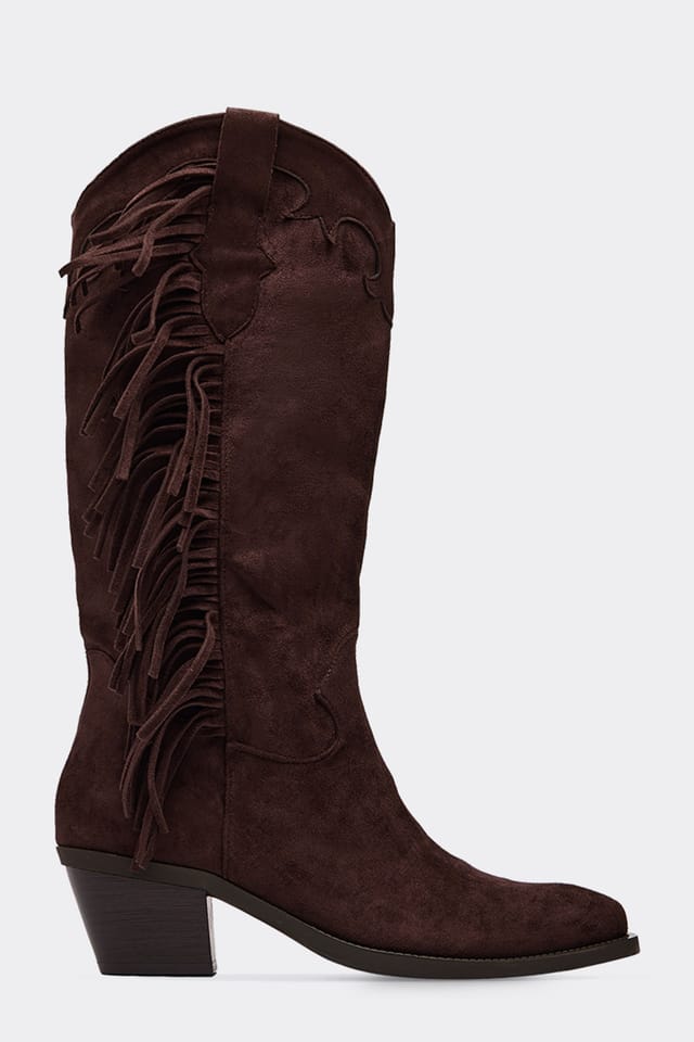 EGO EGO Women's Western Faux Suede Block Heel Boots in Dark Brown - 3