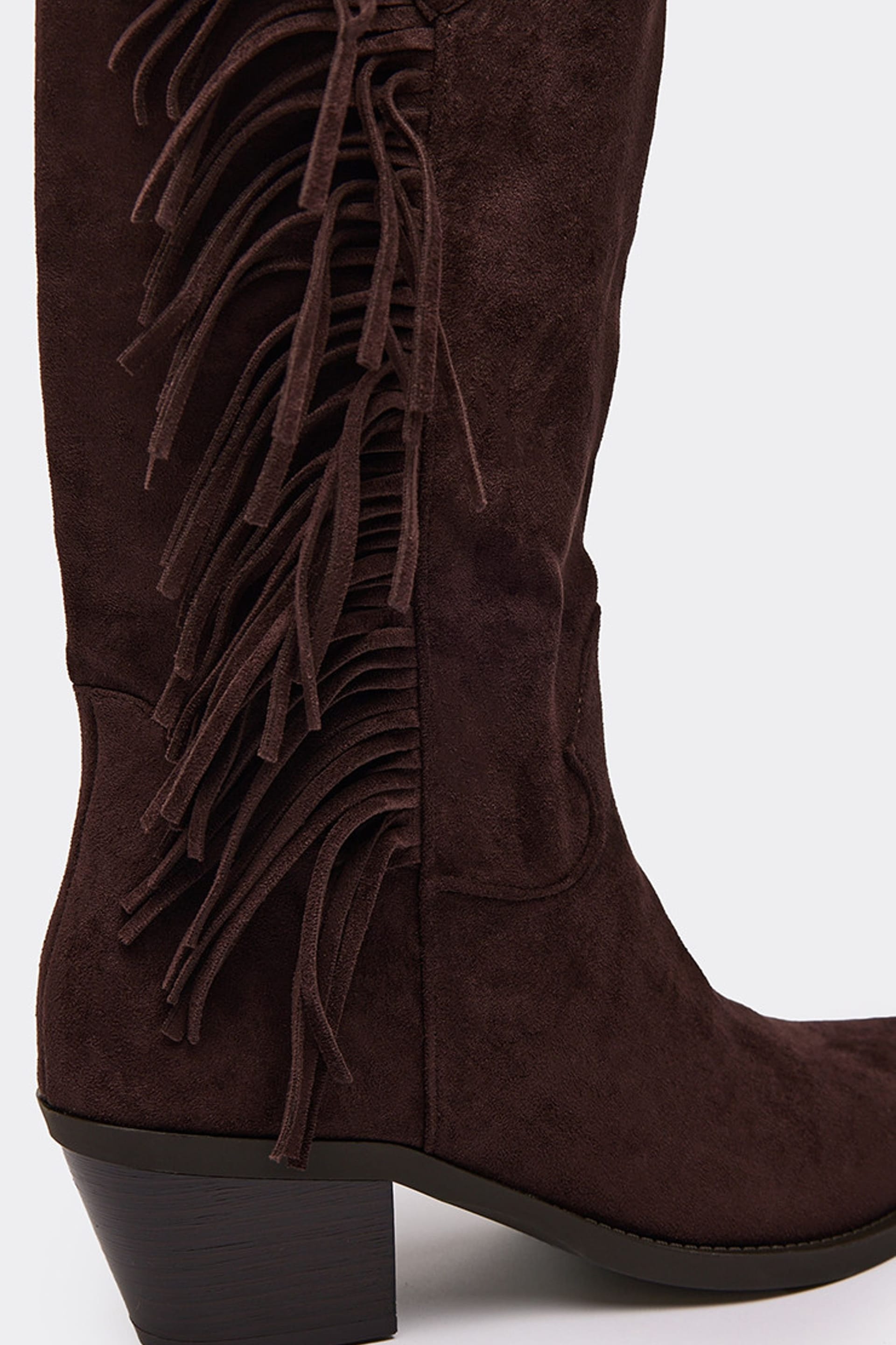 EGO EGO Women's Western Faux Suede Block Heel Boots in Dark Brown - 4