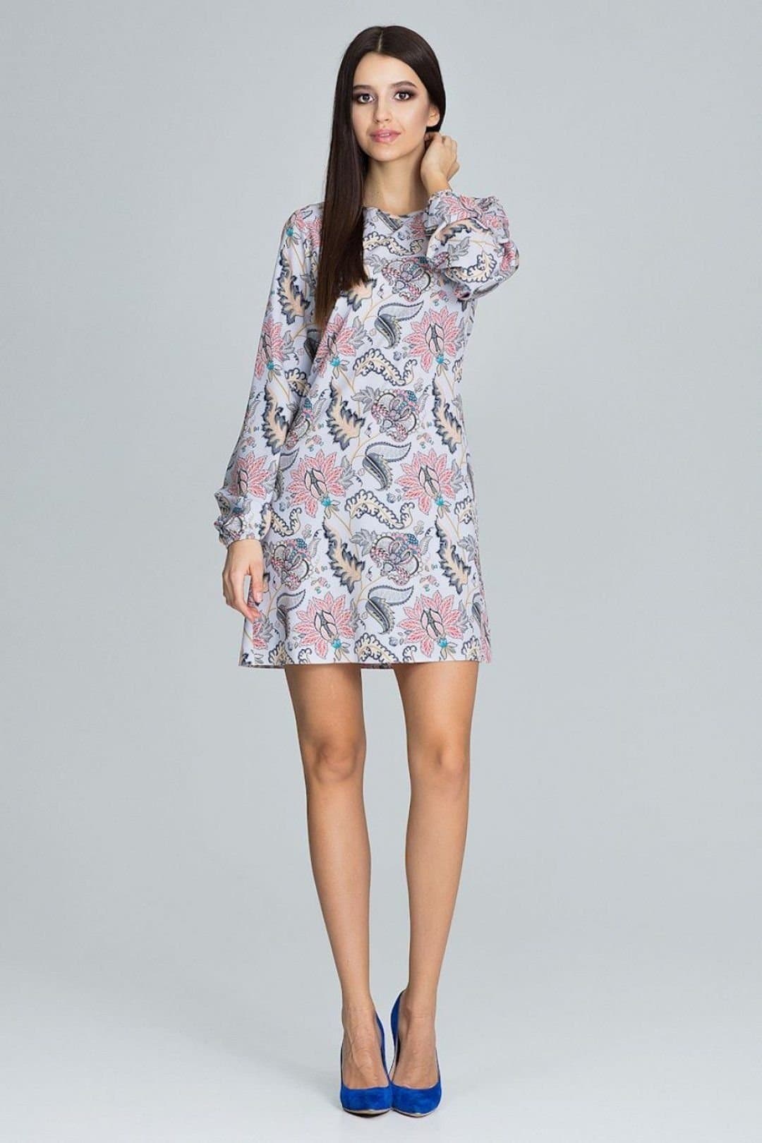 Love Lace Love Lace Women's Floral Day Dress with Long Creased Sleeves
