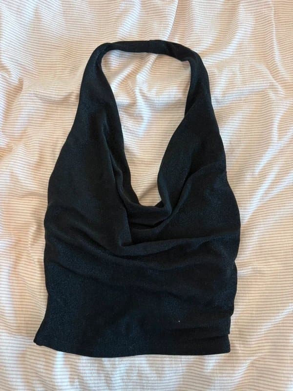Bershka Bershka Sparkly Black Halter Neck Top