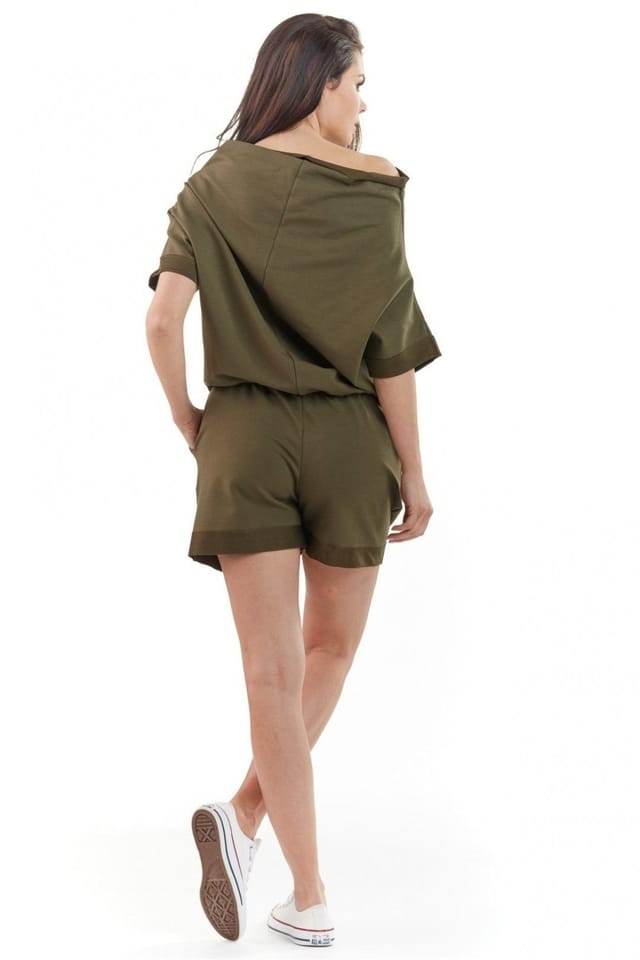 Love Lace Love Lace Women's Awama Short Sleeve Elastic Waist Jumpsuit in Green - 3