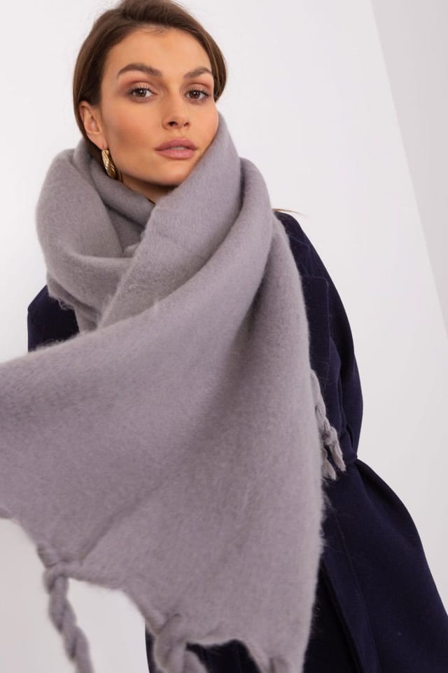 Love Lace Love Lace Women's Long Smooth Polyester Tassel Scarf for Fall & Winter in Grey - 2