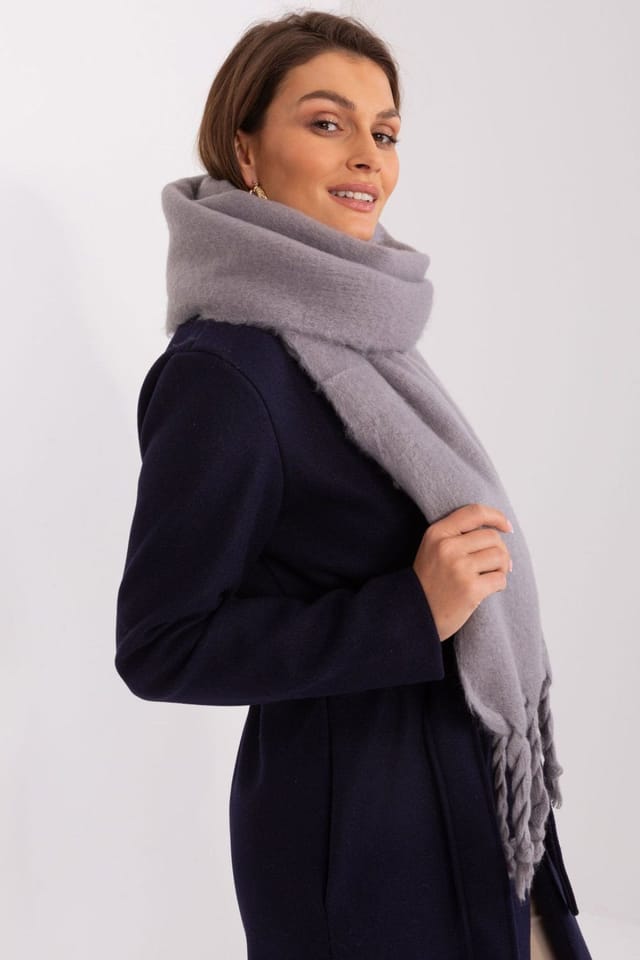 Love Lace Love Lace Women's Long Smooth Polyester Tassel Scarf for Fall & Winter in Grey - 3