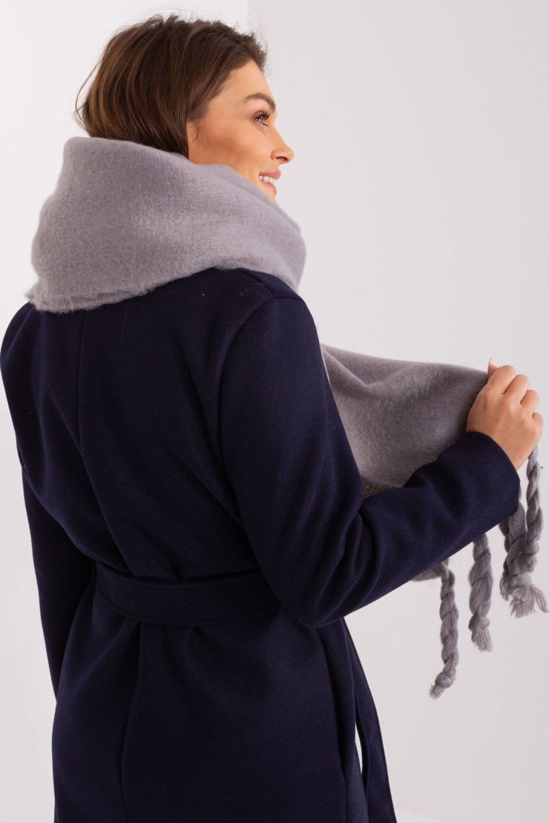 Love Lace Love Lace Women's Long Smooth Polyester Tassel Scarf for Fall & Winter in Grey - 4