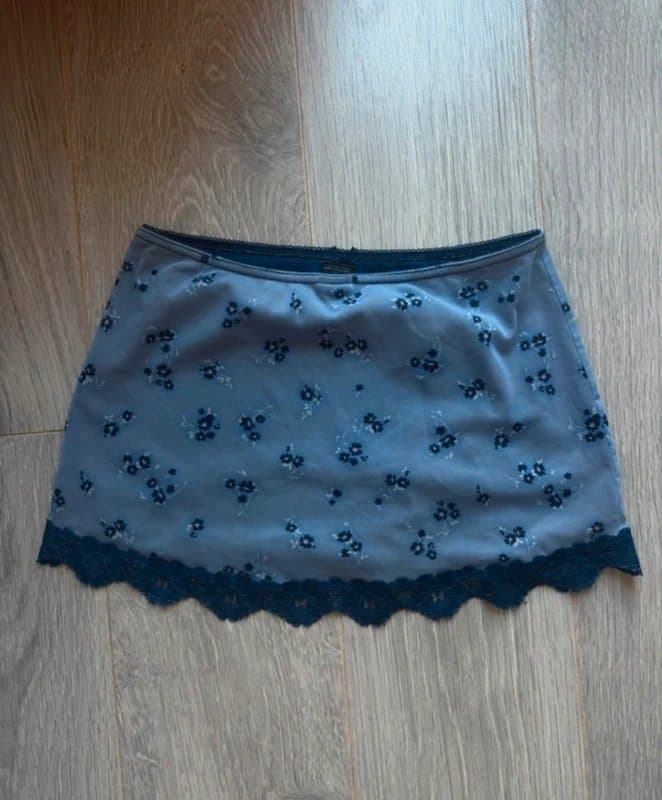 Urban Outfitters Urban outfitters blue floral lace trim mini skirt