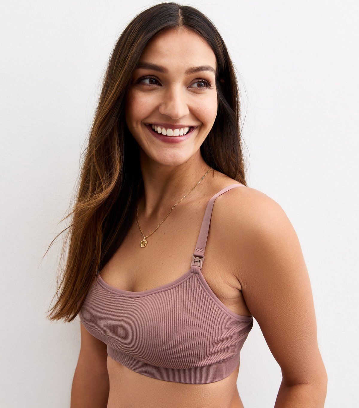 New Look Women's Deep Pink Maternity Ribbed Seamless Nursing Bralette New Look - 3