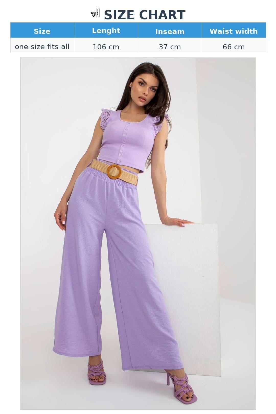 Love Lace Love Lace Women's High Rise Belted Wide Leg Trousers in Violet - 4